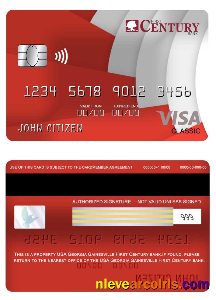 USA Georgia Gainesville First Century bank visa classic card